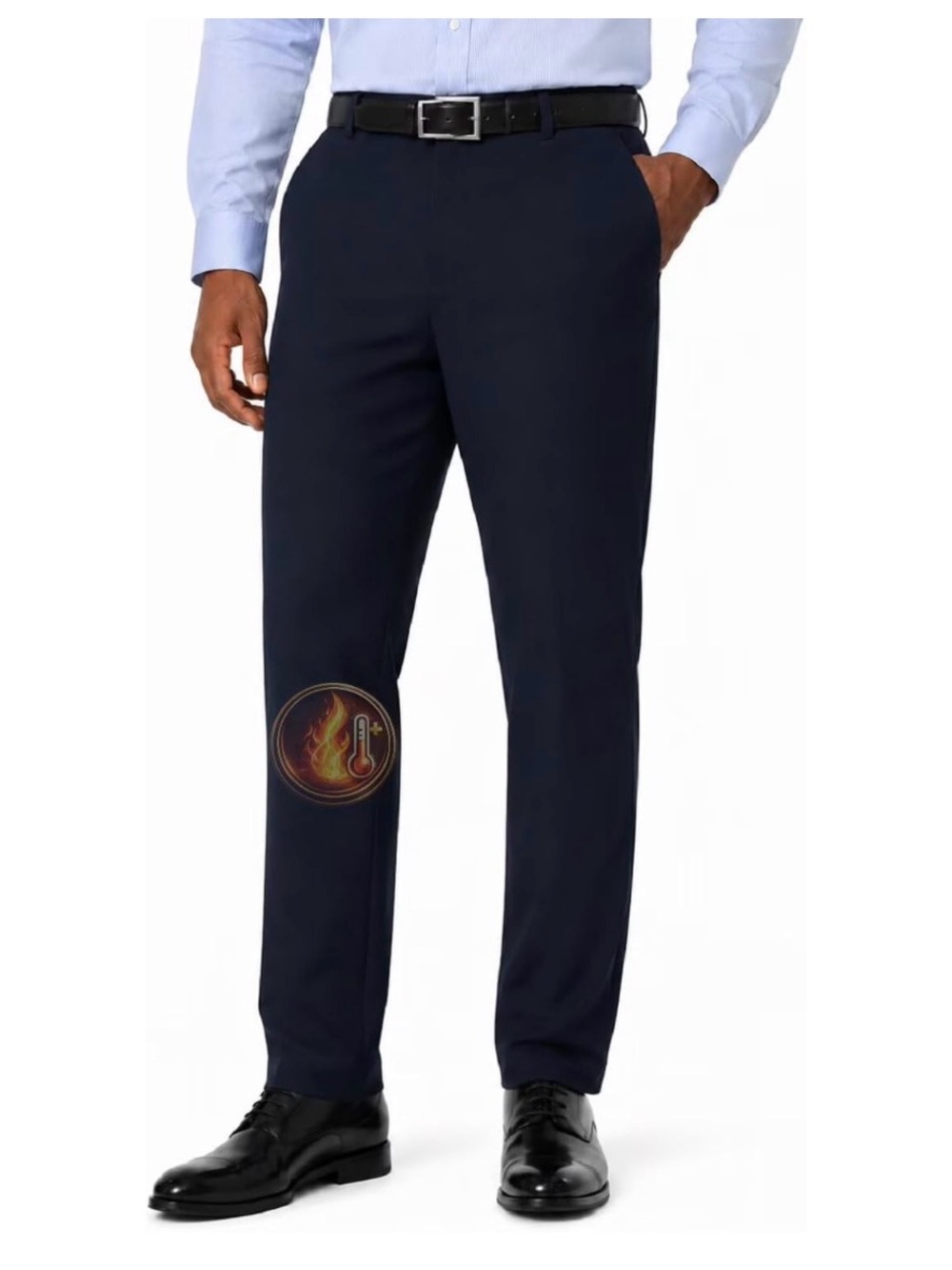 Men's Navy Dress Pants - Classic Flat Front